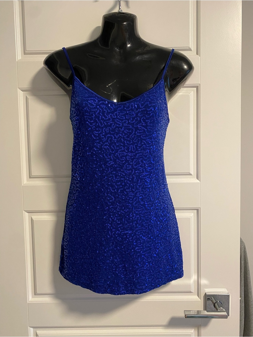 $14 Bundle Item - Buy Now ~ Cobalt Blue Sequin Spaghetti-Strap Cami
